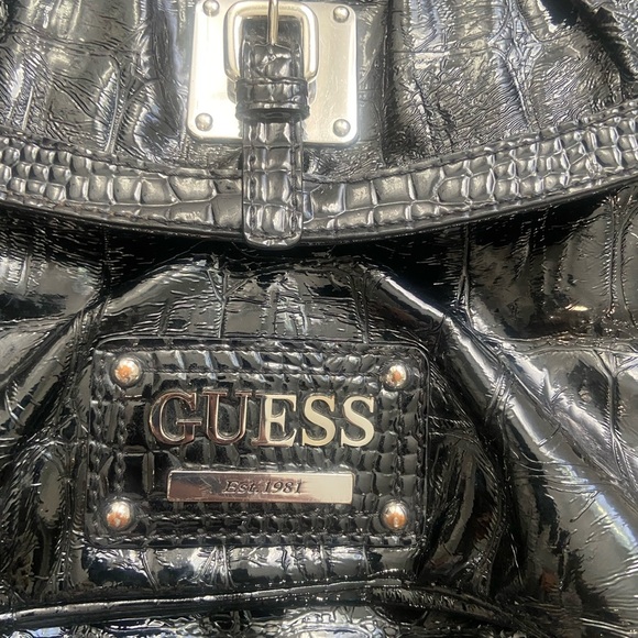 GUESS Shiny Black Satchel Bag - Picture 3 of 9